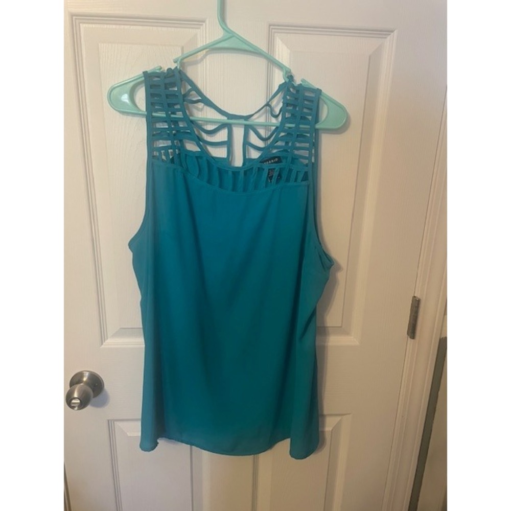 Torrid Teal Lattice Back Tank Top Womens Size 2 Sleeveless Casual